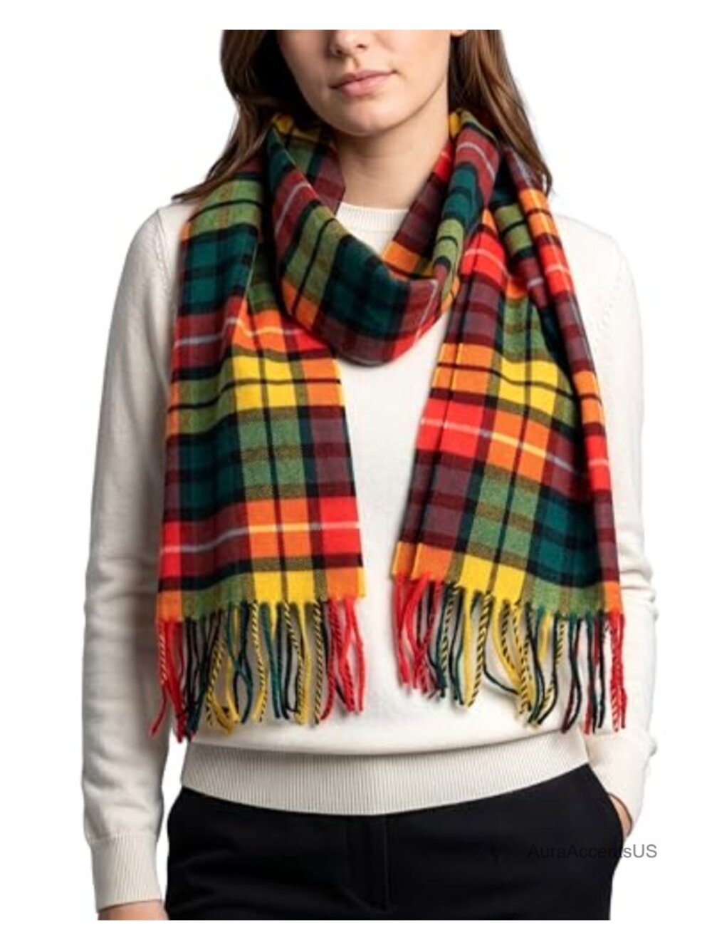 Cashmere Feel Plaid Scarf Winter Accessory for Men & Women